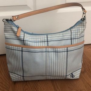Lauren by Ralph Lauren Blue Plaid Shoulder Bag